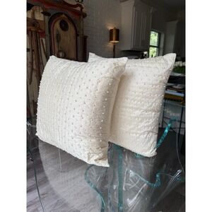 Pure Silk India Ink Pearl Throw Pillow Set of 2 Ivory Cream Bridal Baby Romantic